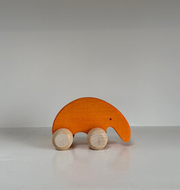 Abstract Wooden Orange Armadillo Friend on Wheels