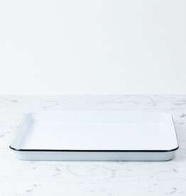 Black + White Enamel Rectangular Serving Tray 16 x 12.25"