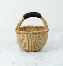 Bolga Baskets Children's Grass Bolga Basket with Leather Handle - 10"