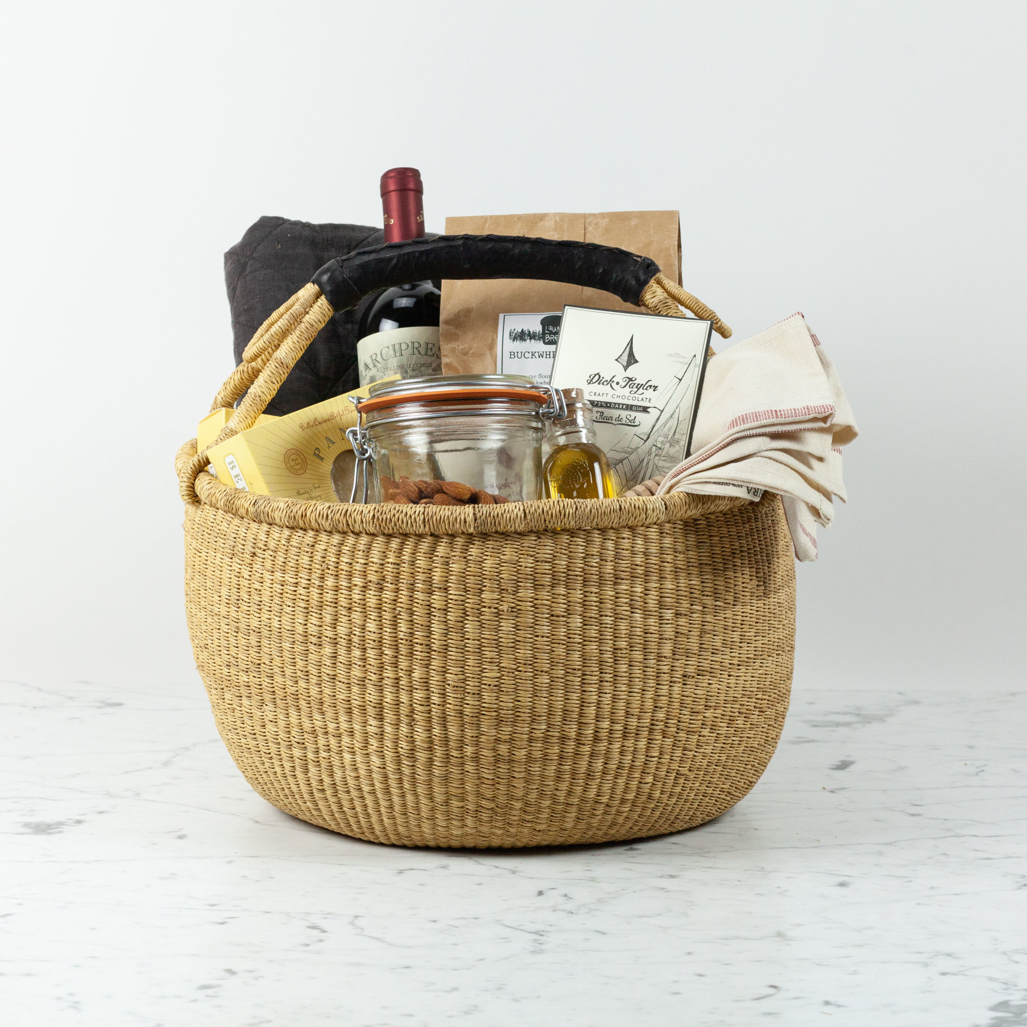Bolga Baskets Natural Grass Bolga Shopper Basket with Handle - 15" x 18"