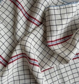 Checkered Linen Kitchen Towel (70cm x 45cm)- Red