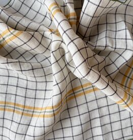 Checkered Linen Kitchen Towel (70cm x 45cm) - Yellow