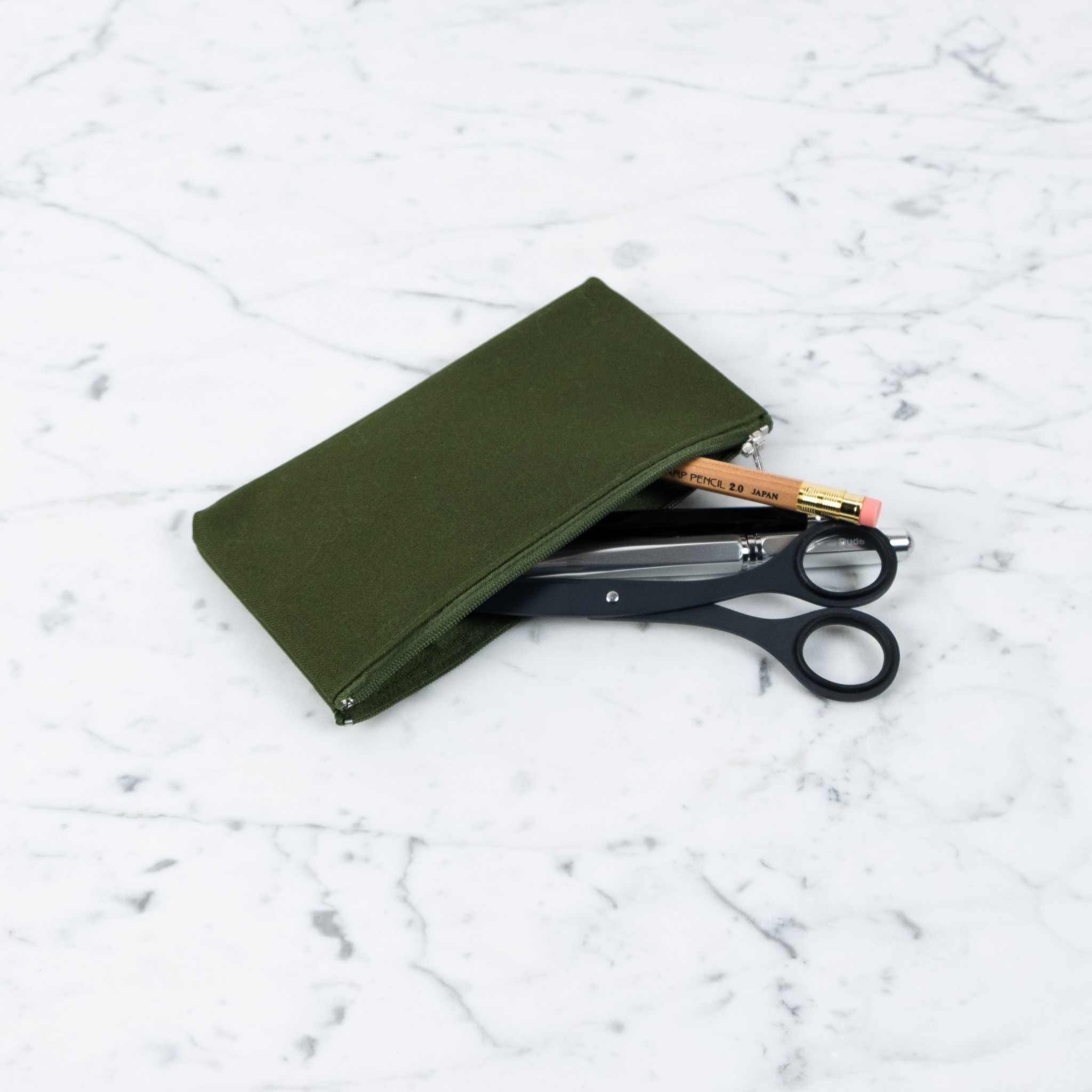 Delfonics Delfonics Canvas Zipper Slim Pouch  - Olive