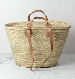 Double Leather Handle French Market Basket - 22" x 13"