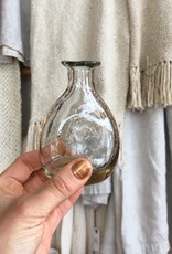 Handblown Mexican Recycled Curved Glass Bud Vase 4.5in
