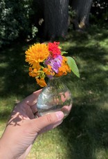Handblown Mexican Recycled Curved Glass Bud Vase 4.5in