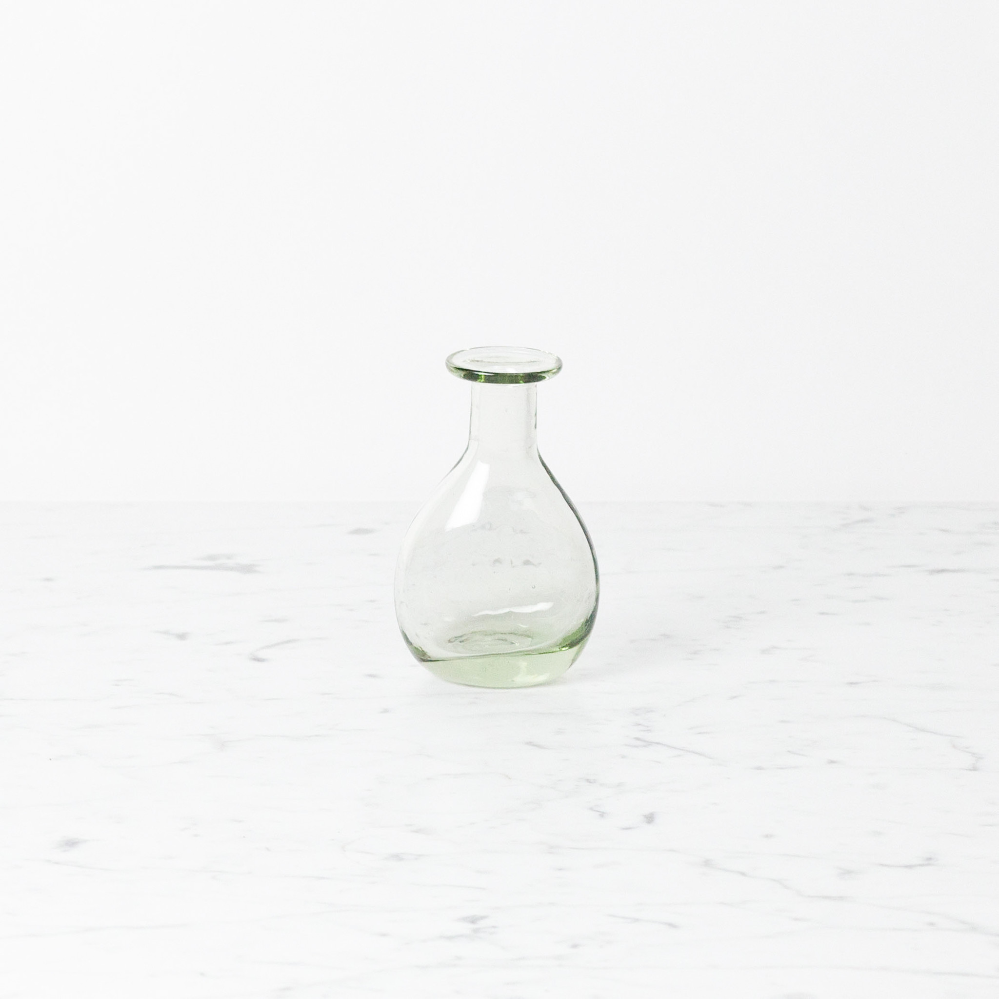 Handblown Mexican Recycled Curved Glass Bud Vase 4.5in