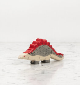 Holztiger Grey Stegosaurus Dinosaur with Red Spines