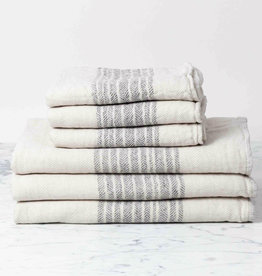 Japanese Flax Line Towels - Brown + Beige