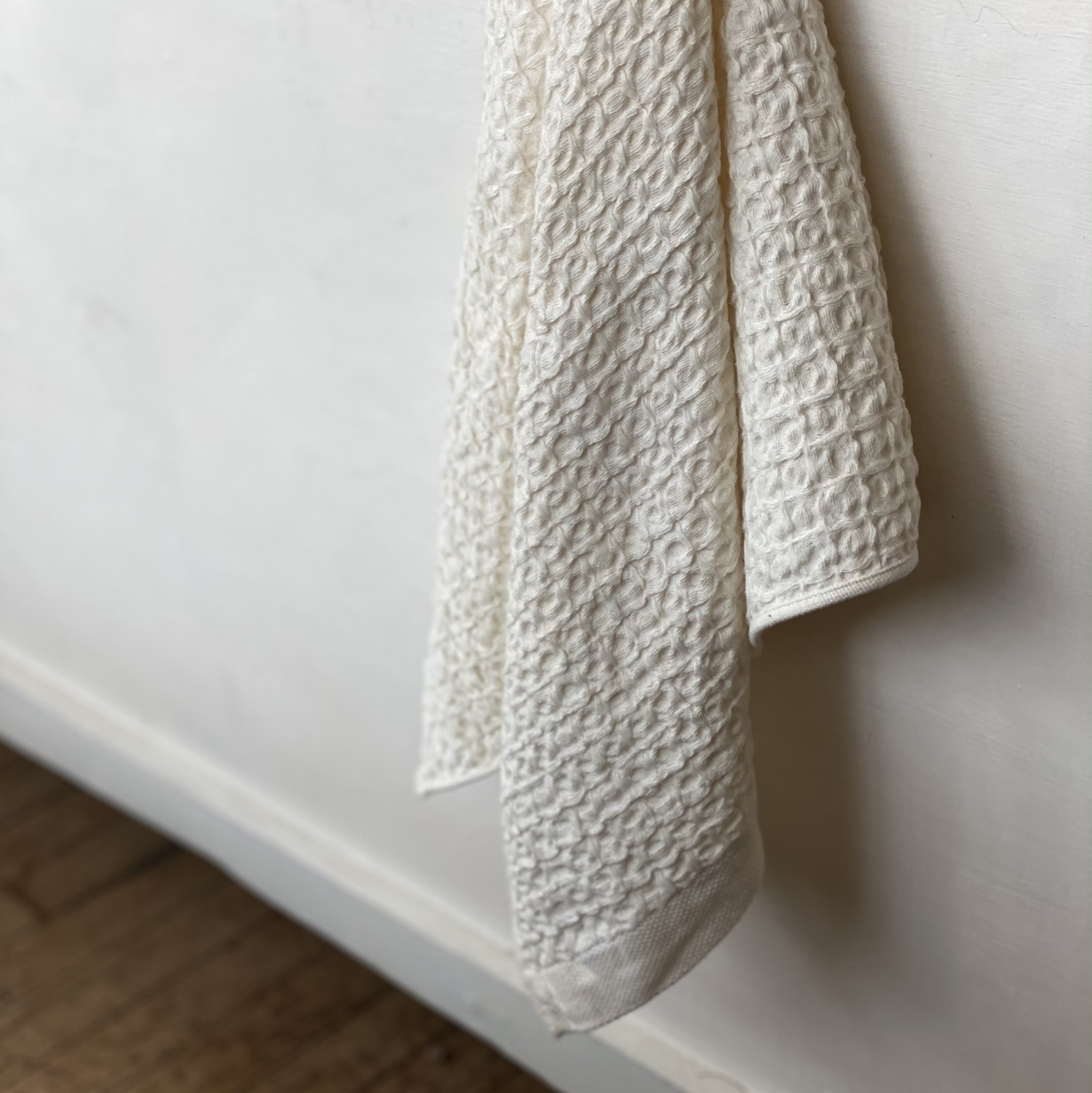 Japanese Linen Cotton Lattice Waffle Towels Ivory
