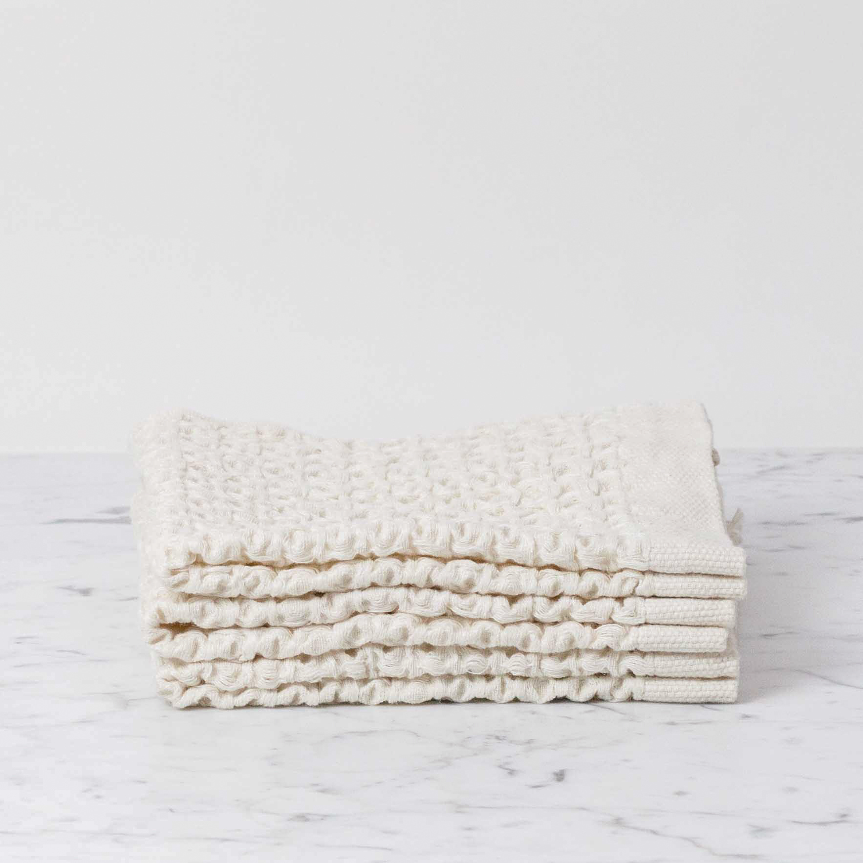 Japanese Linen Cotton Lattice Waffle Towels Ivory