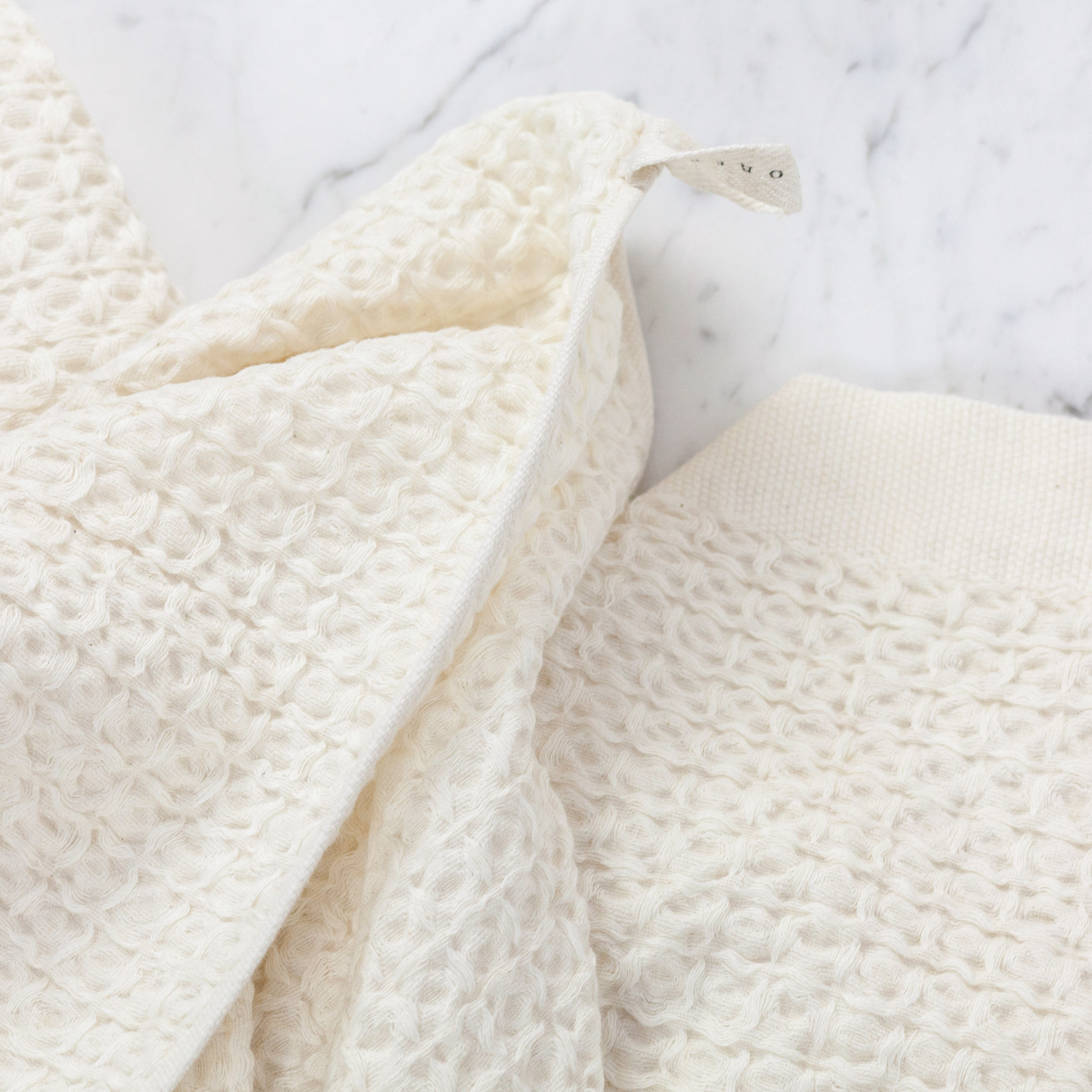 Japanese Linen Cotton Lattice Waffle Towels Ivory