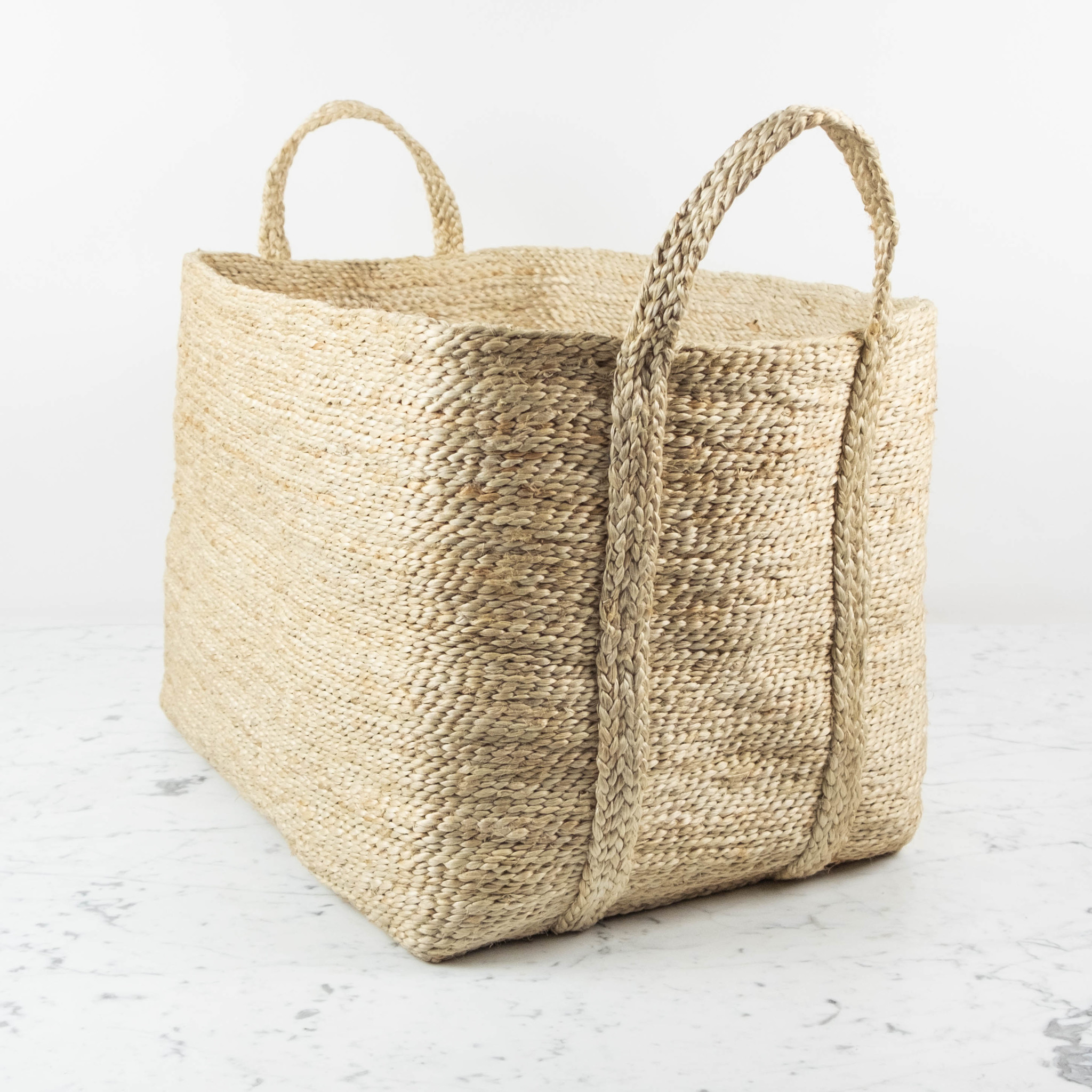 Jute Rectangular Basket with Handles - 20 x 15 x 15"