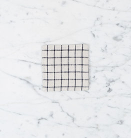 Lithuanian Linen Coaster - Jenn Cream with Black Check