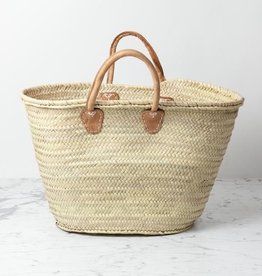 Single Handle Rolled-Leather Market Basket - 22 x 13"