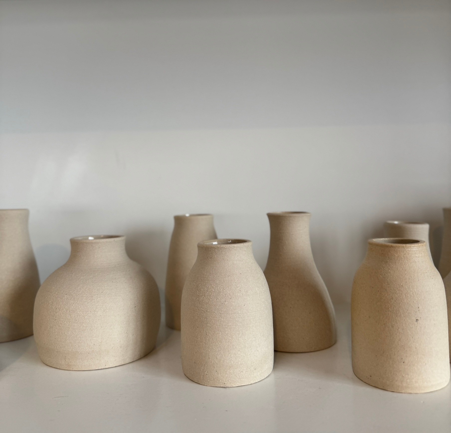 Toasty White Stoneware Bud Vase - Various Shapes - 3" to 4.5"