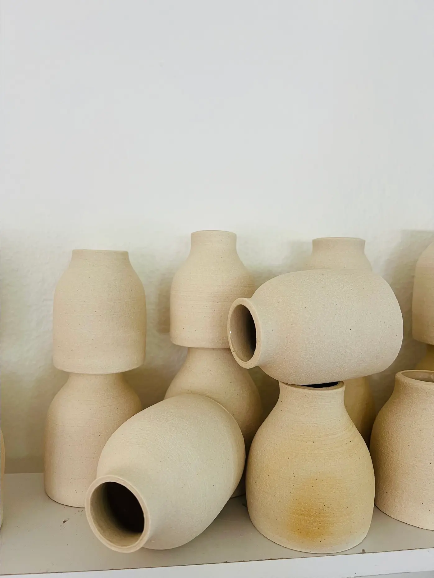 Toasty White Stoneware Bud Vase - Various Shapes - 3" to 4.5"
