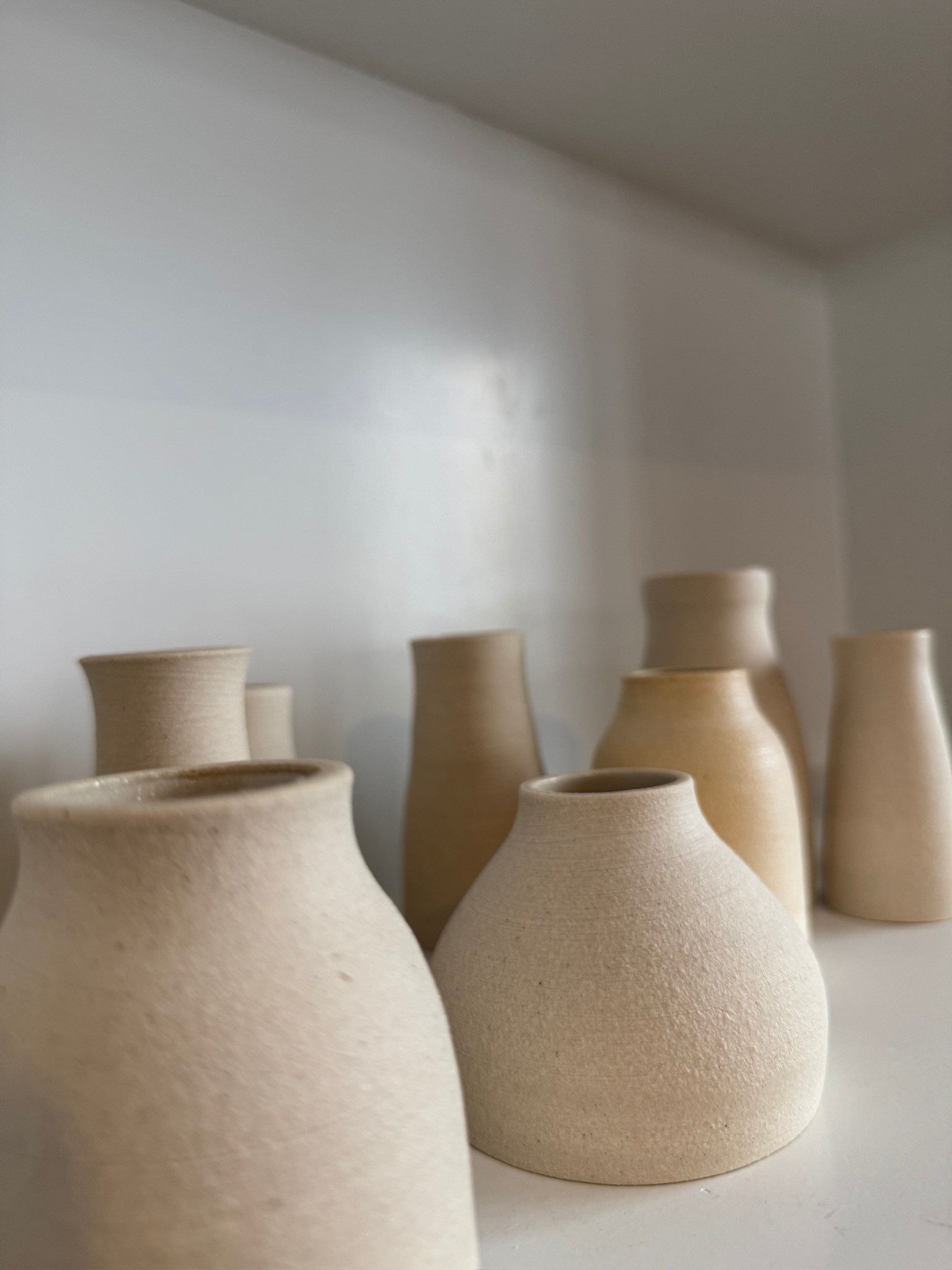 Toasty White Stoneware Bud Vase - Various Shapes - 3" to 4.5"