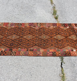 VINTAGE RUGS Vintage Handmade Dark Brown Ethnic Runner Rug - 2.7 x 11.3